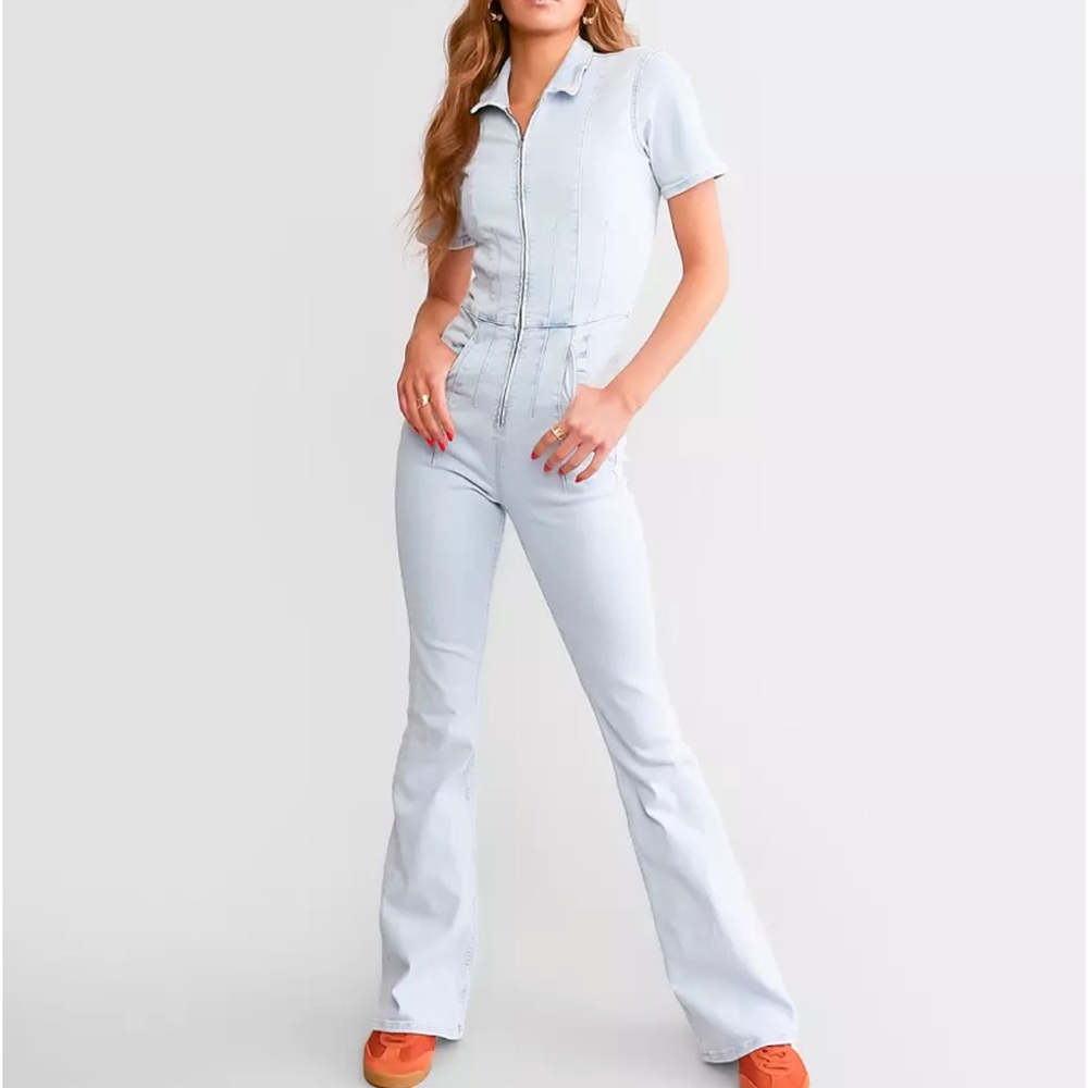 Free People Jayde Denim Flared Jumpsuit